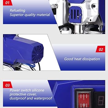 High Efficiency Airless Paint Sprayer, 2500W, 1GPM, 32FT Hose, Decreases Overspray by up to 55% with 621 Tip