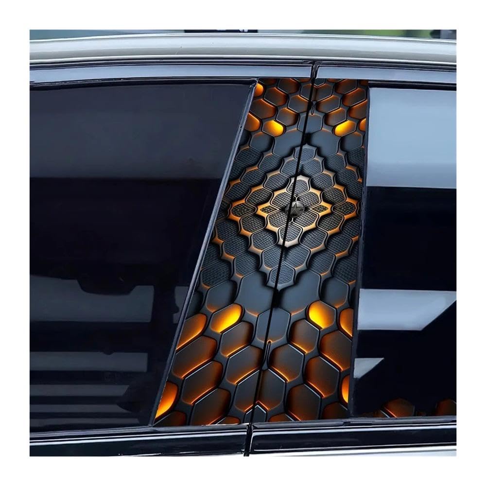 Bertdcx One Color Honeycomb Pattern Car B Pillar Stickers Waterproof And Scratch Auto Parts