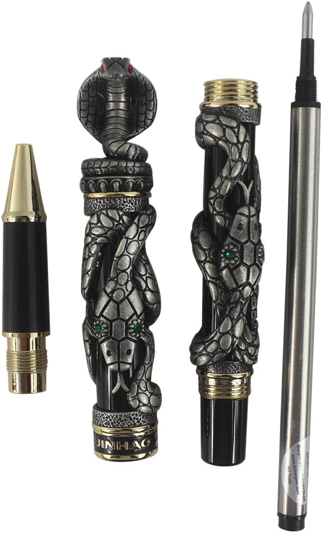 Snake Rollerball Pen Cobra Three-Dimensional Pattern Collection Pen - Antique Silver