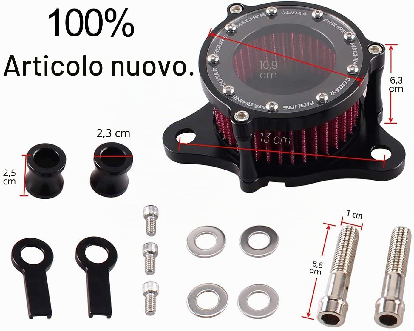 Filtro dell'aria per moto- Filtro dell'aria per moto nero filtro | di aspirazione compatibile con Sportster Police XL883P