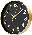 HZDHCLH Horloges murales noires et brillantes, batterie exploitée,12 inch Silent Non Ticking Moderne Horloge murale pour la maison Salon Chambre Cuisine Bureau Classes Décor
