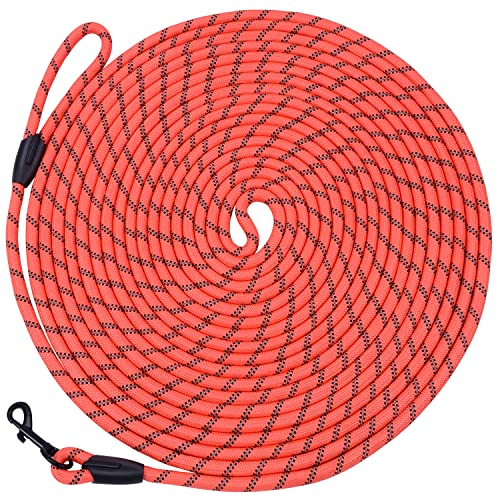 Image of Long Dog Leash for Training 20Ft-Reflective Nylon Rope with Swivel Hook-Recall Agility Lead for Large Small Medium Dogs Outside Walking Hiking-Orange