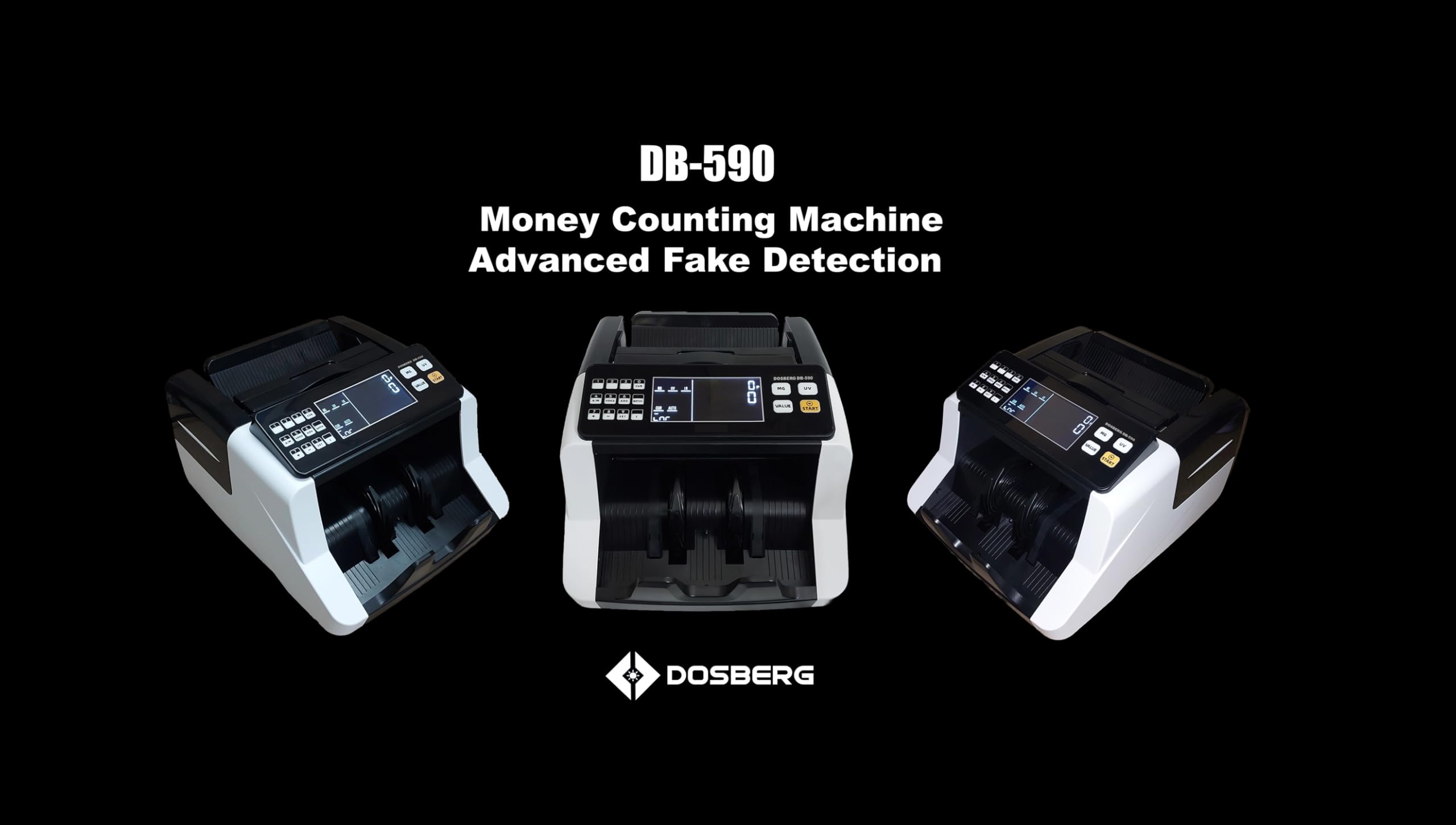 Dosberg DB-590 Currency Counting Machine with Counterfeit Detection I Add and Batch Modes - Large LCD Display/Numeric Keypad I Perfect Speed Counting 3