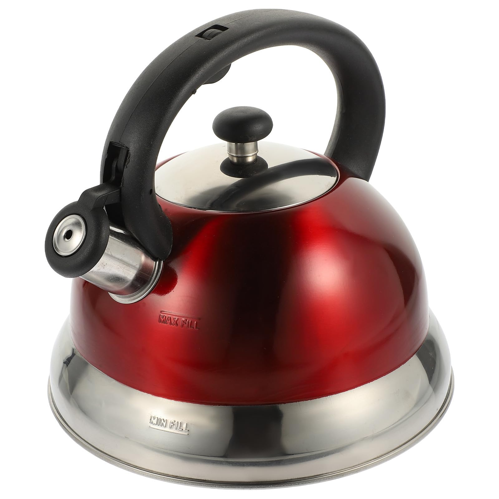 Alarma automática en hervidor de agua rojo de acero inoxidable