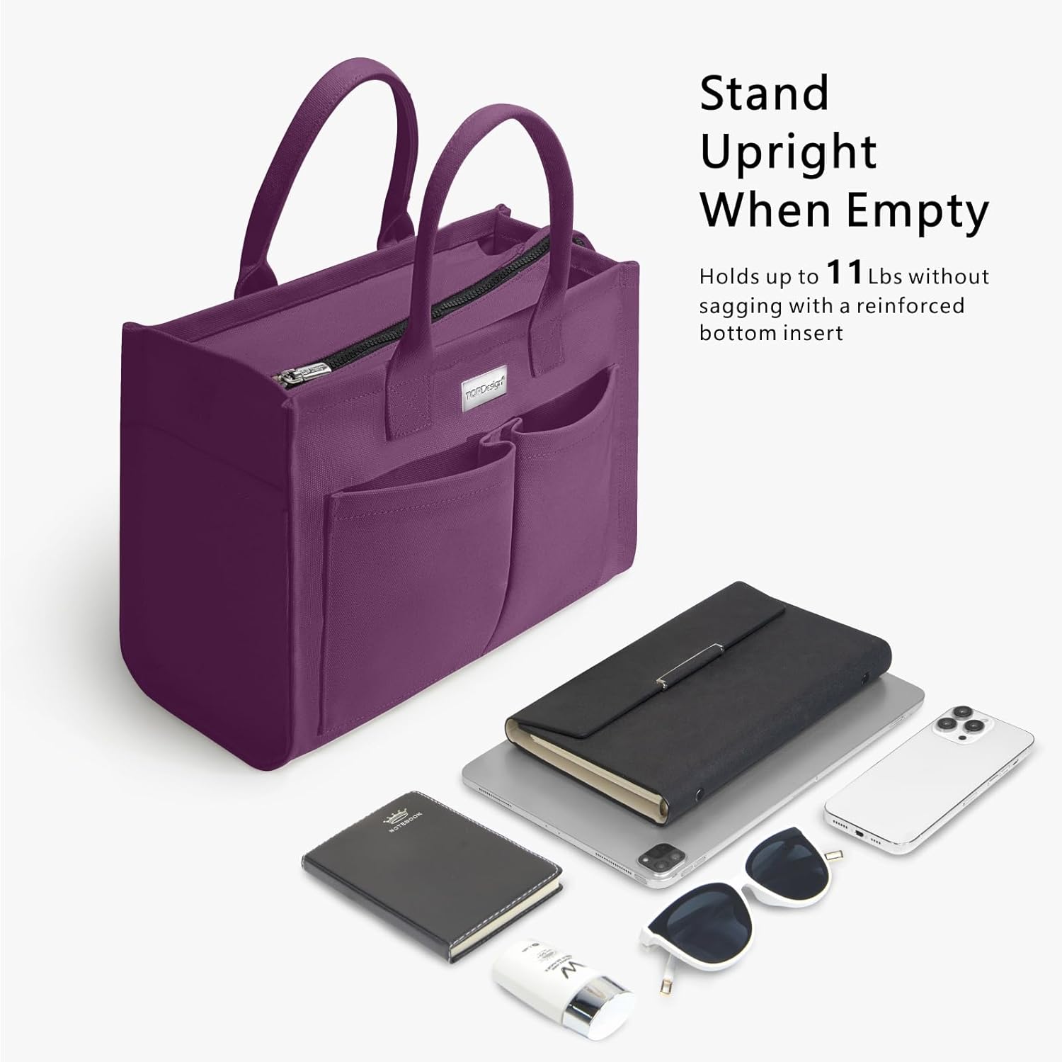 TOPDesign Heavy-Duty Canvas Tote Bag for Women, Adjustable Crossbody/Shoulder Handbag with 9 Pockets, Everything Tote - Image 5