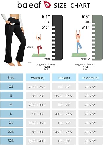 Miniatura 6 de BALEAF Leggings acampanados para mujer, pantalones de yoga cruzados a la moda, cintura alta, casuales, con bolsillos