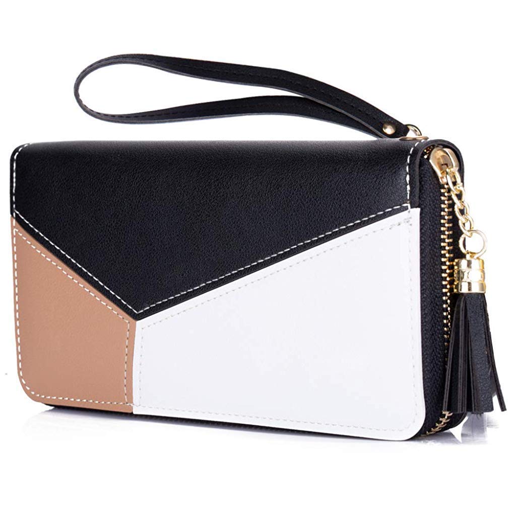 Black Women Purse Wallet Female Clutch Bag Women/Ladies/Girls Wallets Long Purses Card Holder Phone Pocket 3 Color Design Organizer for Daily Use Girls Gift Party Small Ladies Purse-image-21