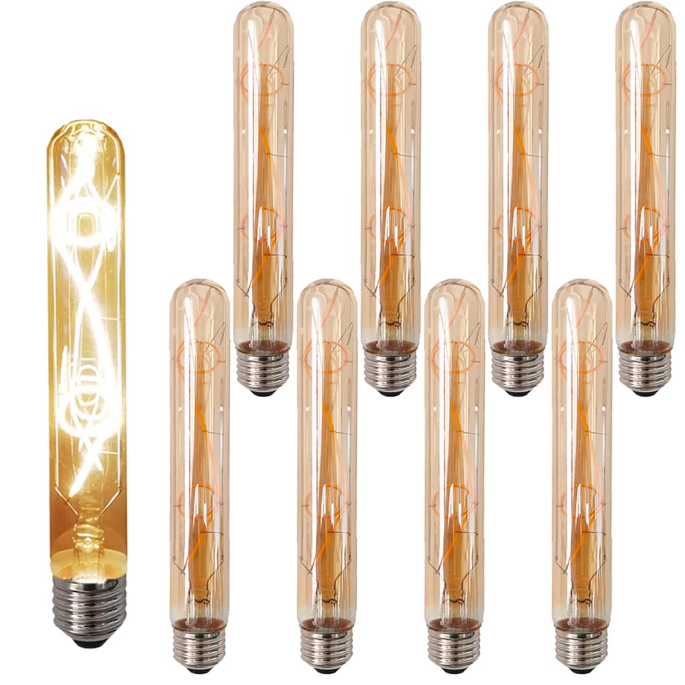 9 piz Edison Lampadina a Filamento Vintage E27 6W T30 Tubo OUGEER AC 220-240V E27 T30 Lampadina A Filamento LED Bianco Caldo 2700K Nuove Innovazioni, per case, ristoranti, caffè, ecc