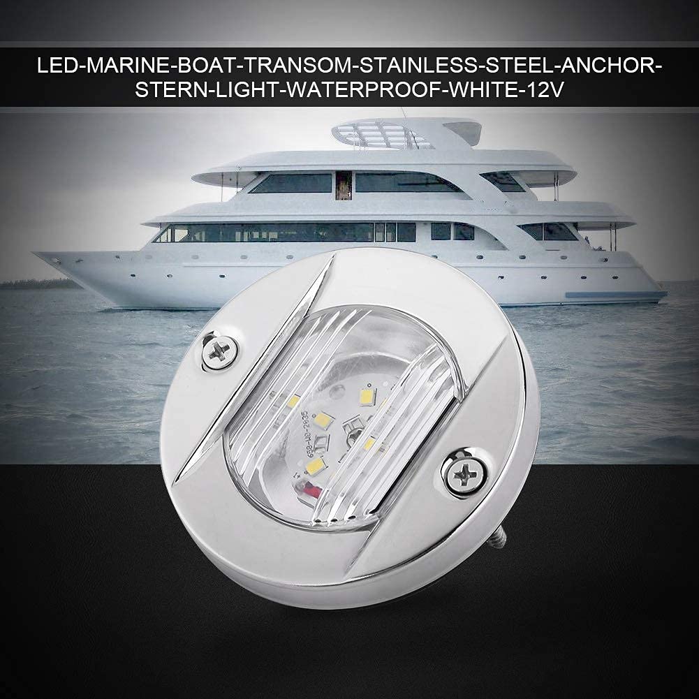 EVGATSAUTO Luce di poppa a LED, luce di poppa impermeabile, LED bianco di poppa per barca marina rotonda 12V, luce di navigazione di poppa in acciaio inossidabile