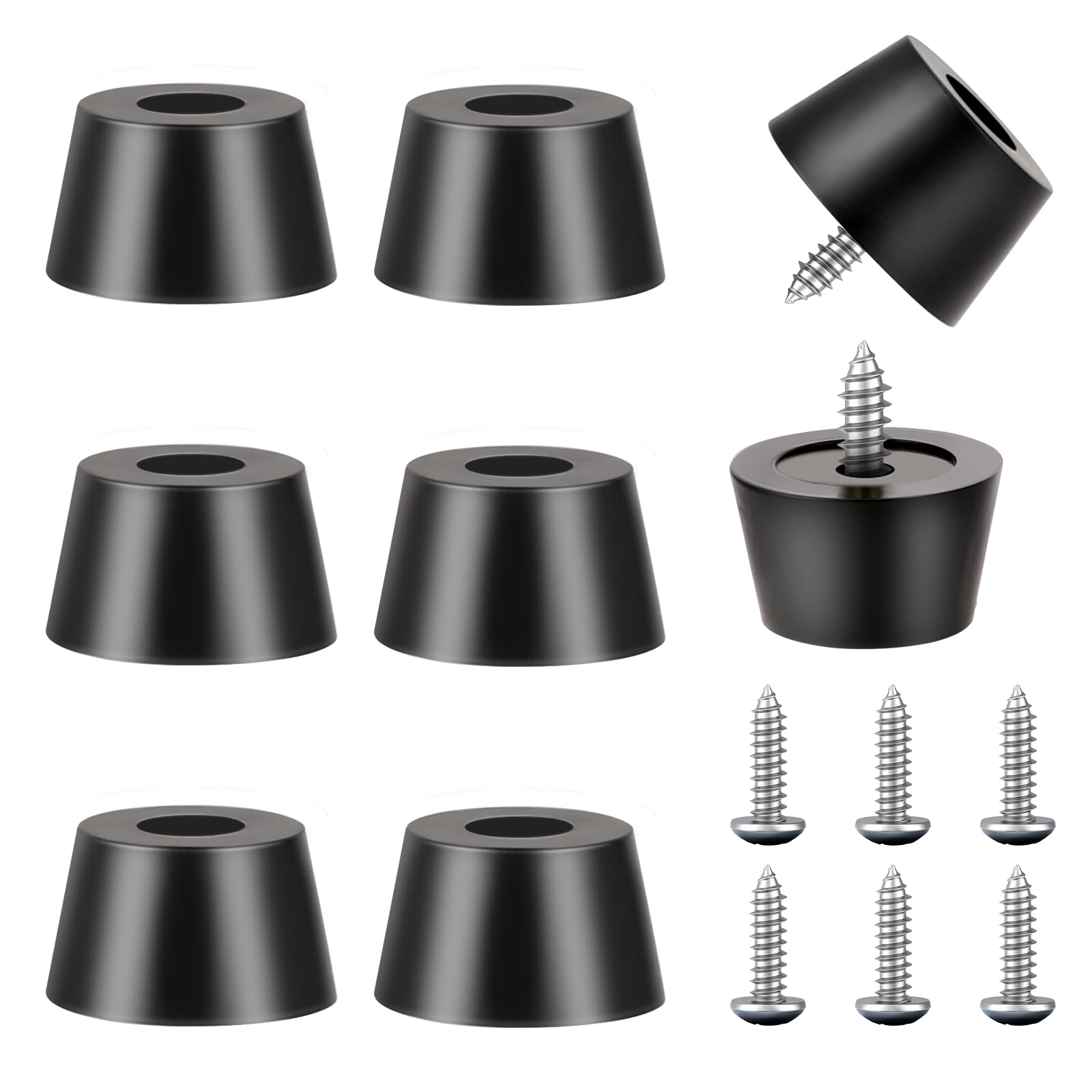 20 Almohadillas De Goma Negras Para Pies Con Tornillos De Acero