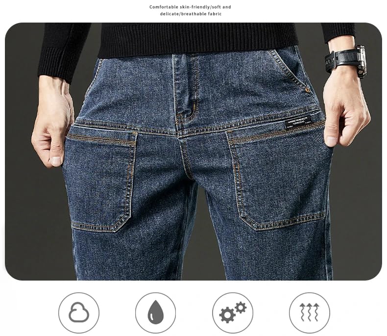 Mecutie Jeans, Men's Work Jeans, Men's High Stretch Multi-Pocket Durable Work Jeans, Men's Motorcycle Jeans3
