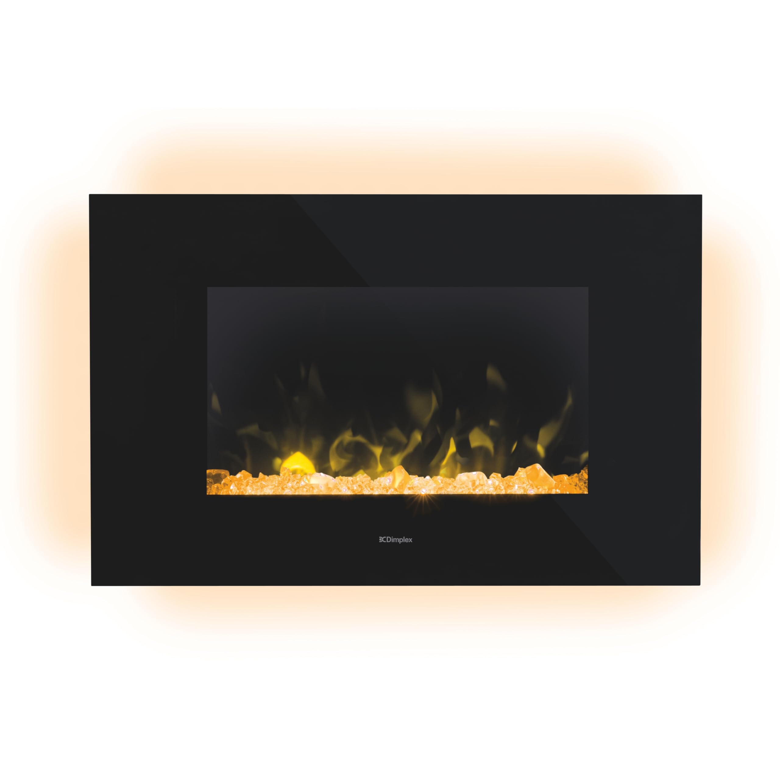 Dimplex Toluca Deluxe Optiflame Electric Wall Fire, Black Wall Mounting Fire with 4 Colour Themes, Mood Lighting, Bluetooth Speaker, 2 Fuel Beds, Adjustable 2kW Fan Heater and Sleep Timer