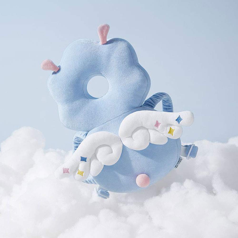 NC Baby Head & Knee Protector - Toddler Backpack Pillow, Angel Wings (Blue)