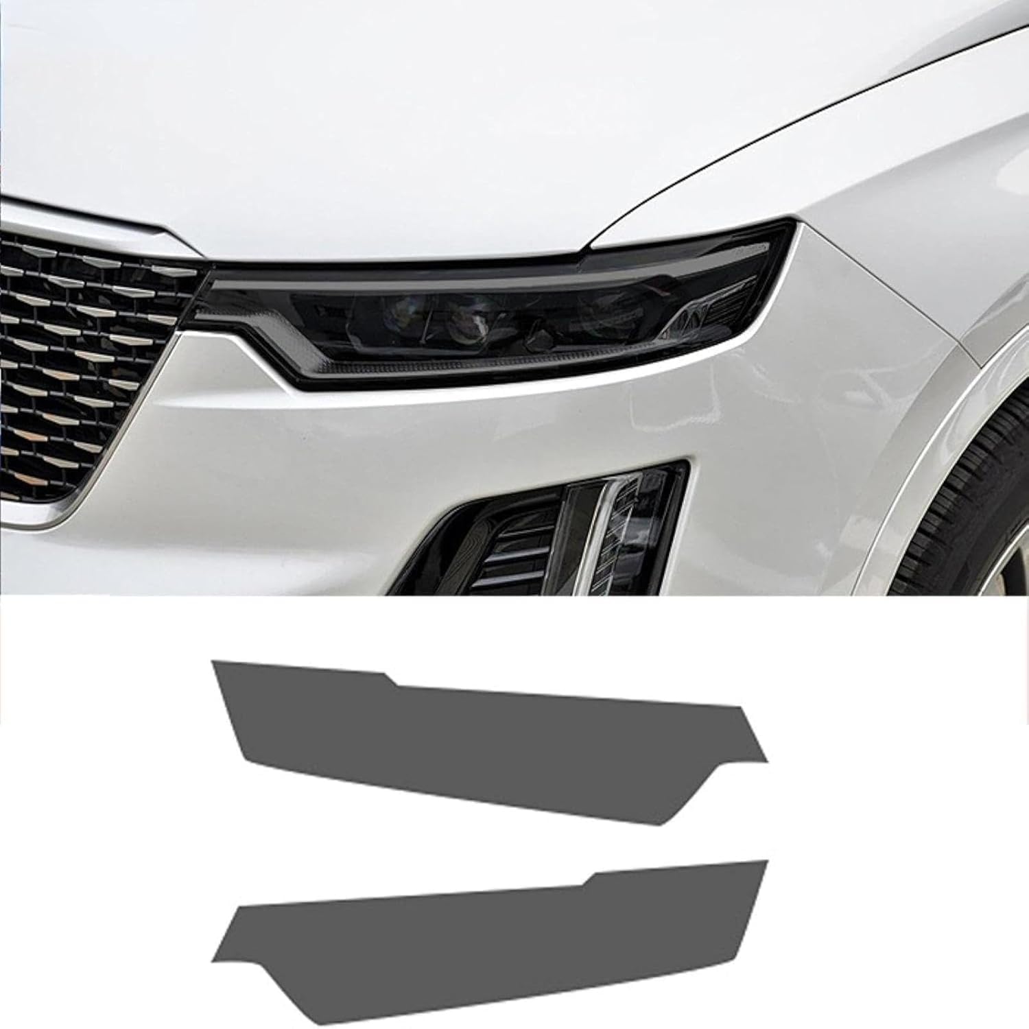 SamLng Car Front Light Film for Cadillac XT6 2020 2021 Car Headlight Film Front Light Transparent Blackened Moulding Vinyl Protection Sticker Car Light Film