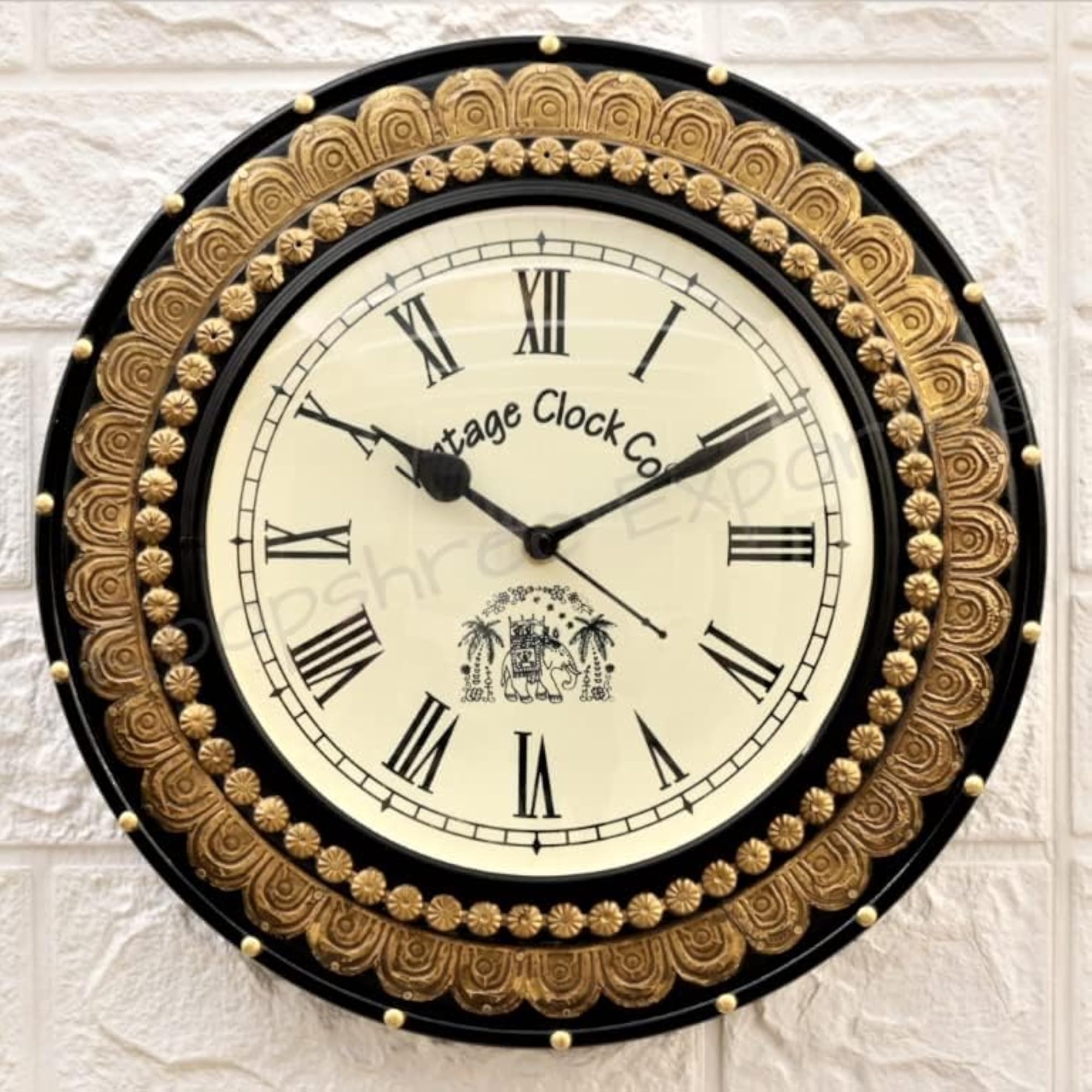 Pine Wood MDF Abstract Wall Analog Clock, Black