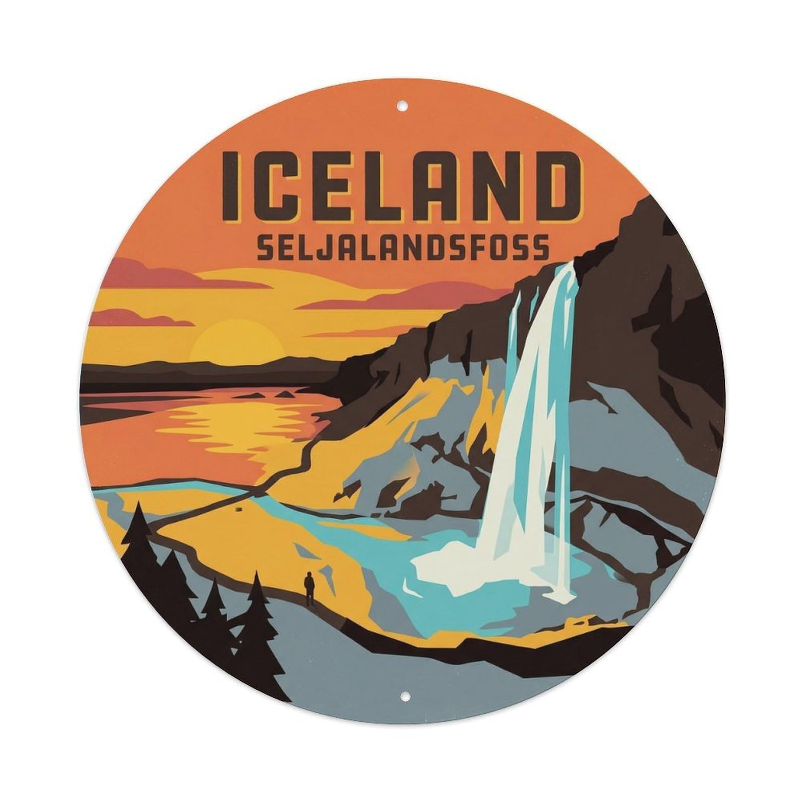 Seljalandsfoss Iceland Waterfall Travel Nordic Metal Tin Sign