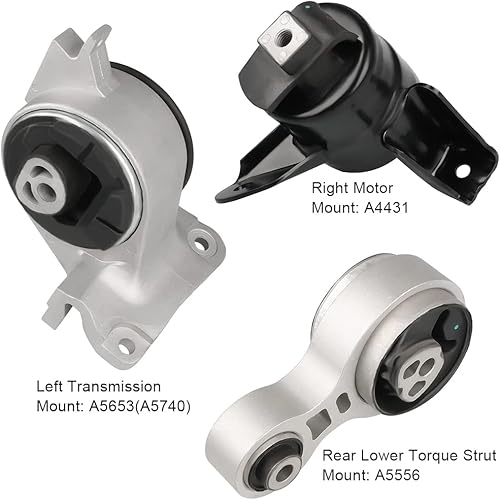 Miniatura 2 de JDMON 3 piezas de repuesto para motor y transmisión para Ford Fusion Mercury Milan 2.5L Auto Trans 2010 2011 2012 compatible con A4431 A5556 A5740