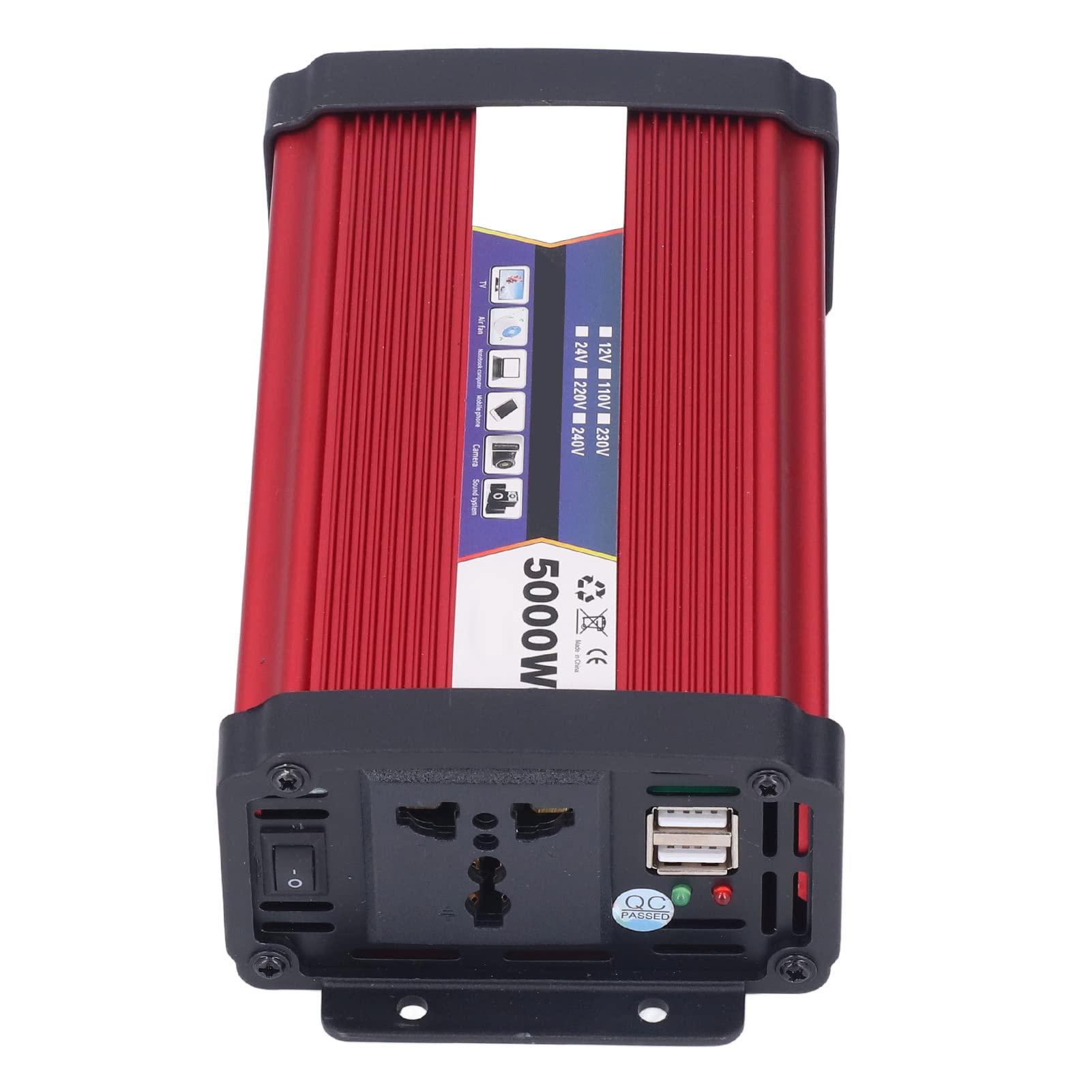 5000W inversor de Corriente, aleación de Aluminio Modificado inversor de Onda sinusoidal para vehículos, disipación de Calor inversor de Coche con Dos Puertos USB (24V a 220V)