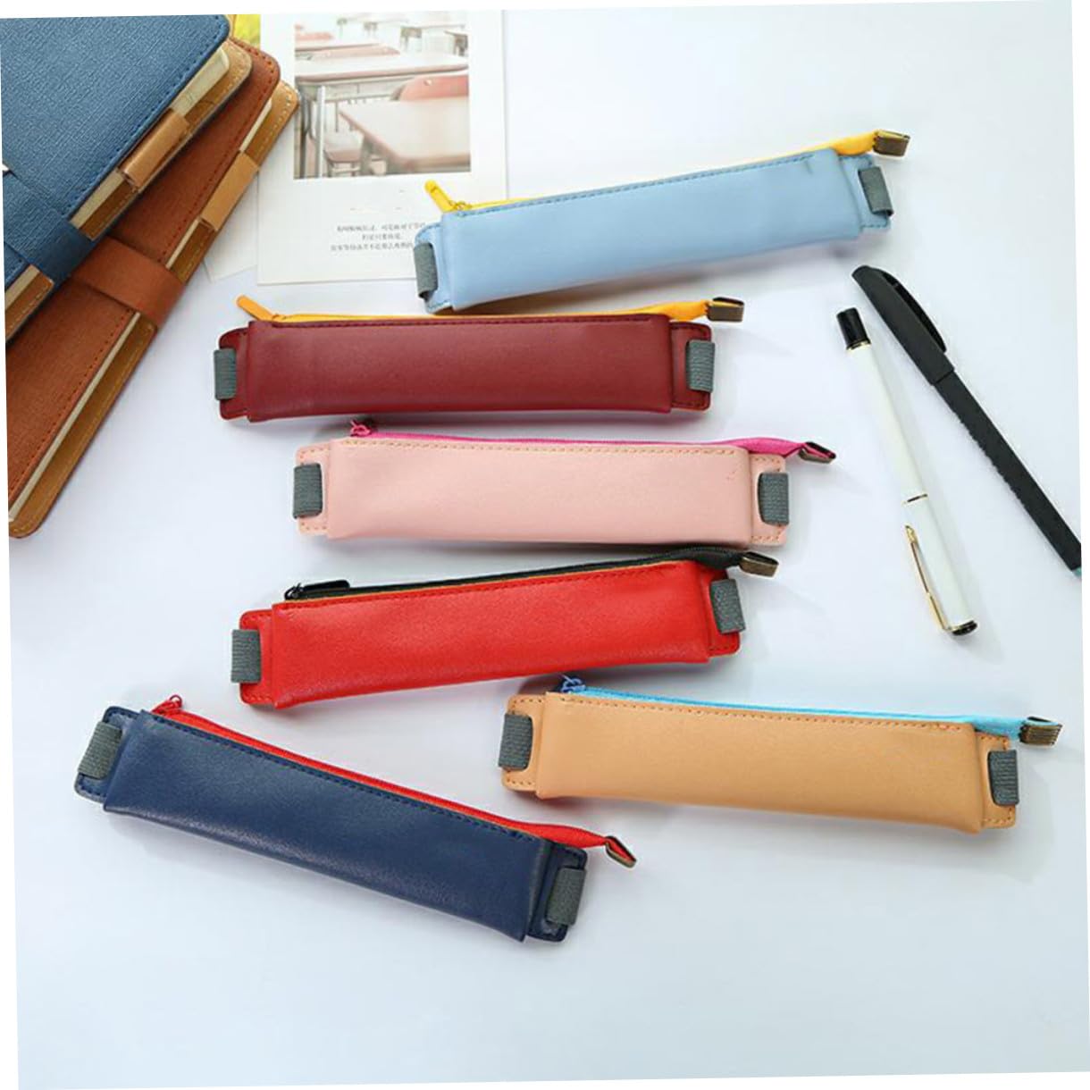 SHINEOFI 4pezzi Vintage Astuccio Portapenne Per Scuola Blu Portapenne Protettivo Per Occasione