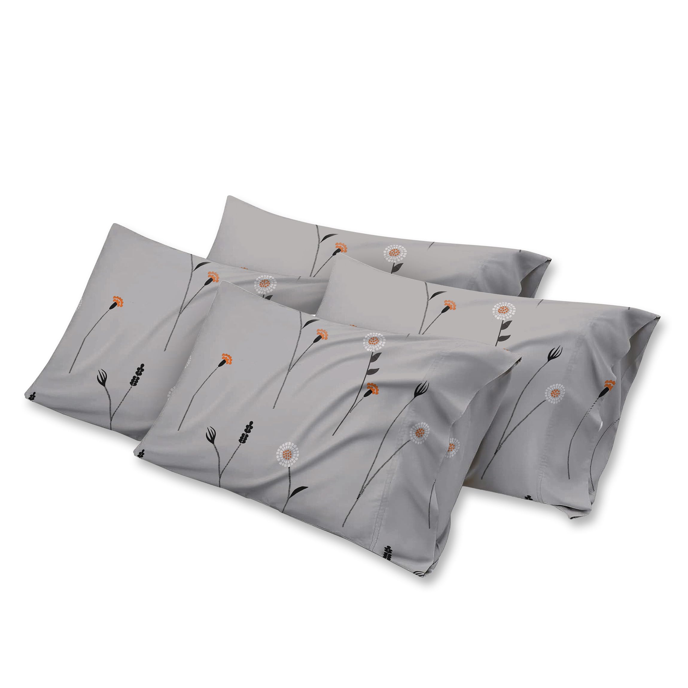 DANYDude 400 Thread Count Floral Printed Pillow Cases Pack of 4 100% Egyptian Cotton Pillow Covers Soft & Machine Washable Printed Pillow Cases 4 Pack Room Decor