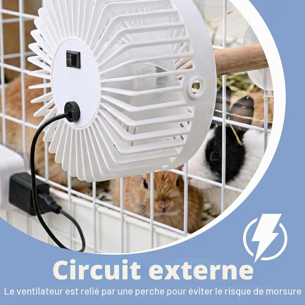 Ventilateur Pour Animaux Ultra-silencieux 20dB, Ventilateur Brise-vent Deux Vitesses, Refroidisseur USB Anti-morsure, Pour Cage Oiseau Lapin Hamster Petit Animal