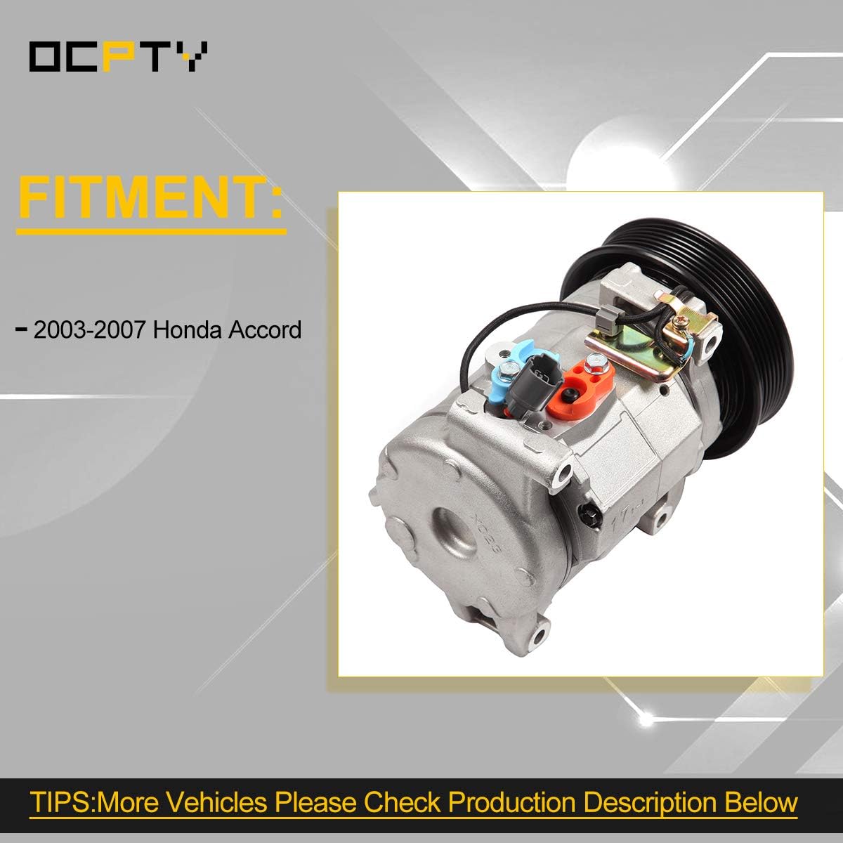 OCPTY AC Compressor for 2003-2007 for Honda Accord 2.4L 6021321 6021322 C1381 2011253 140155 1028003 1128003