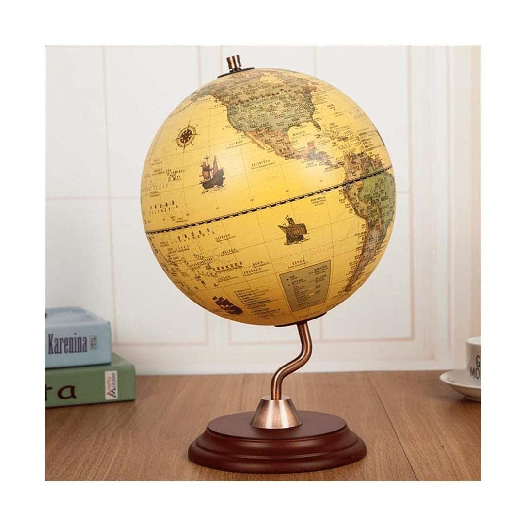 Mappamondo Globi da scrivania da 9,8" con Base in Legno Design a Forma di S Globi della Terra Vintage Geographic per Bambini World Globe Decor Office Aggiornato