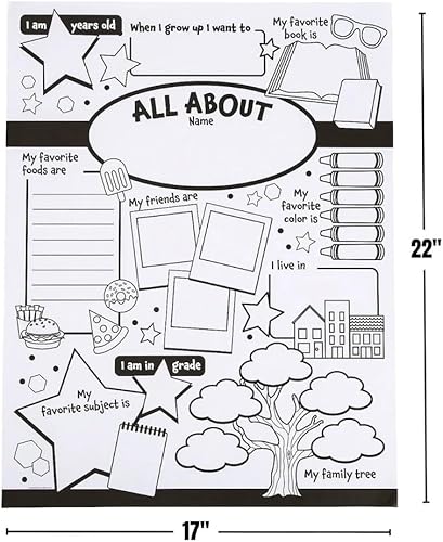 Miniatura 3 de Fun Express Pósteres All About Me para niños, 30 pósteres de colores de estrellas - Clase escolar de bricolaje, guardería, preescolar, actividades