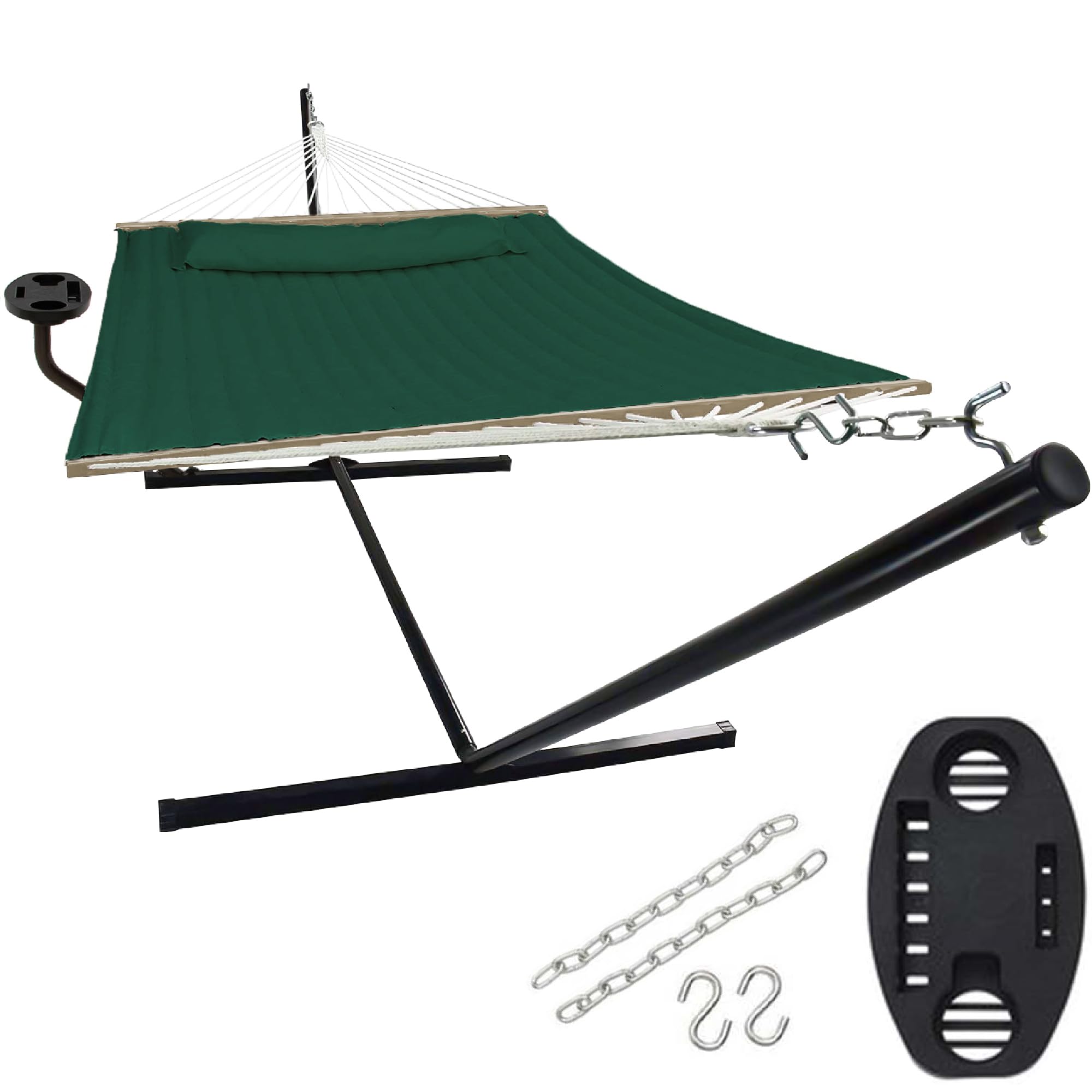 VITA5 Amaca con Struttura e Tavolino – Amaca da Giardino per 2 Persone con Supporto in Acciaio – Amache Doppia per Esterno, Balcone, Piscina – Portata 200kg – Telo Traspirante UV