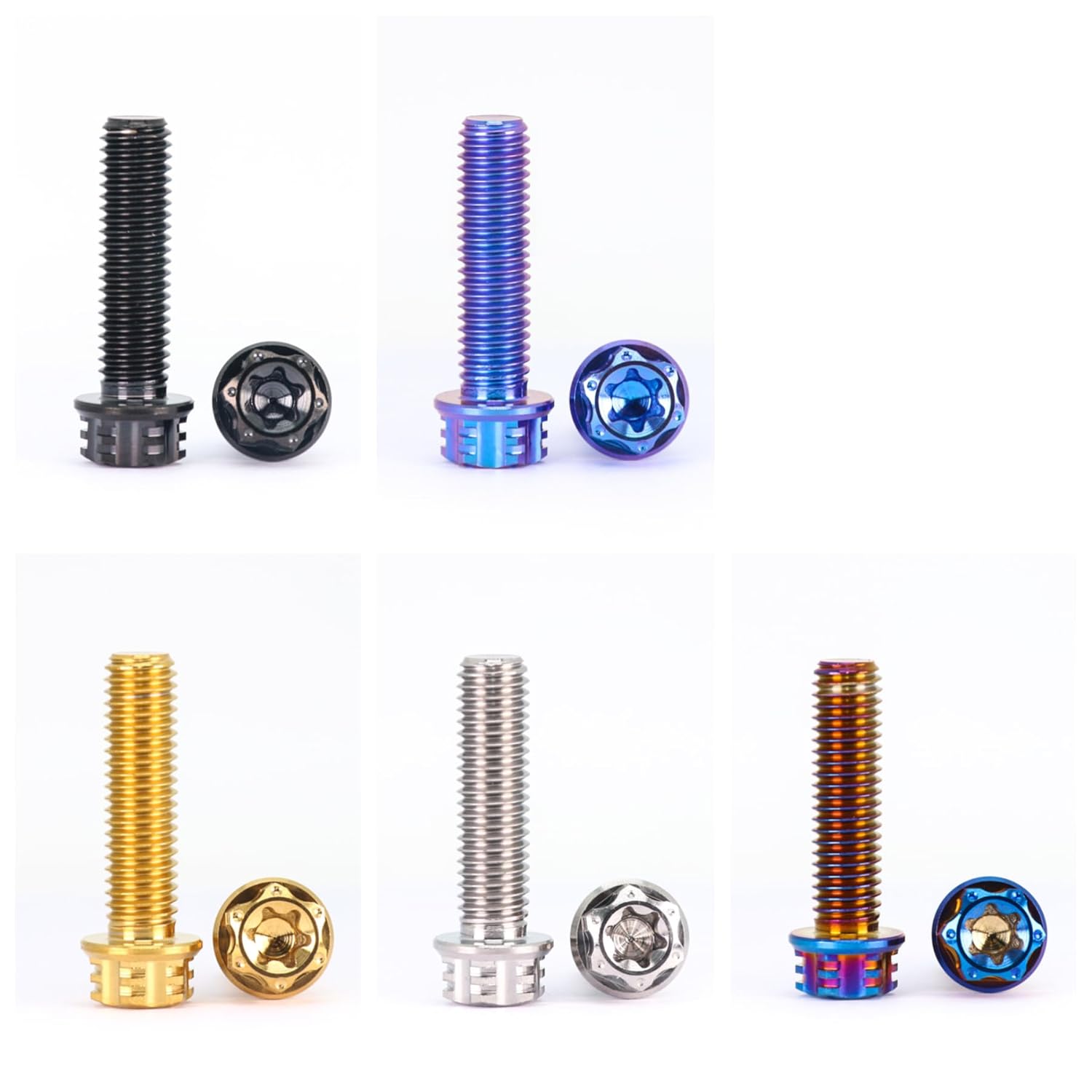 GR5 (Ti-6Al-4V) Titanium Alloy Fancy Screws, Torx Anti-Theft Screws, Fancy Flange Screws, Titanium Alloy Screws, 4 Pieces M5 M6 M8 M10 (Gold, M6x40mm=4pcs)