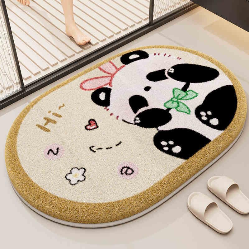 Badezimmermatte rutschfest 50X80Cm Gelbe Panda Badematte Rutschfester,Badteppich Machine Washable for Shower, Bath and Toilet,Mikrofaser,Schnelltrocknende,Antibakteriell