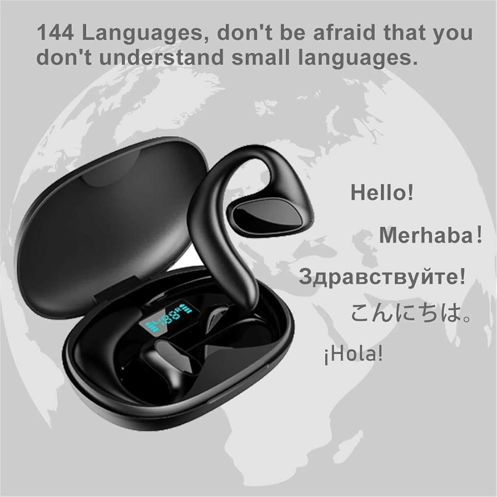 Meacode AI Translation Earbuds, Talk Buds Translator, Traducteur Instantané 144 Langues, 30h Autonomie, Réduction de Bruit, Écouteurs Ouverts (Blanc)