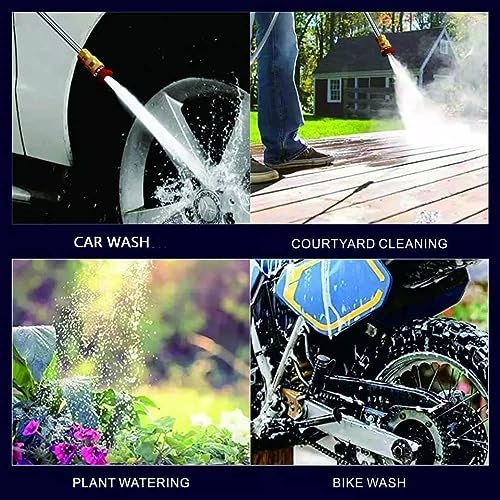 Image of Turbowash Cordless Portable 48V Wireless Pressure Washer Gun -12000mAh High Pressure Water Gun for Car and Bike Wash, Adjustable 6 in 1 Nozzle, 5M Hose Pipe, Battery Included (Black)