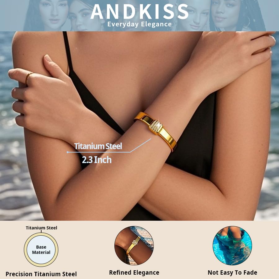 Gold Bracelets for Women Non Tarnish, Waterproof Gold Bangle Bracelets for Women with Sparkling CZ, 14K Gold Bracelets for Women, Stylish Jewelry, Bracelets for Women Trendy Gift3