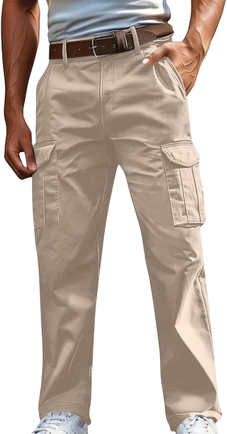 Cambkatl Men's Outdoor Stretch Casual Hiking Cargo Pants, Military Tactical Straight Sweatpants Trousers with Multi-Pockets