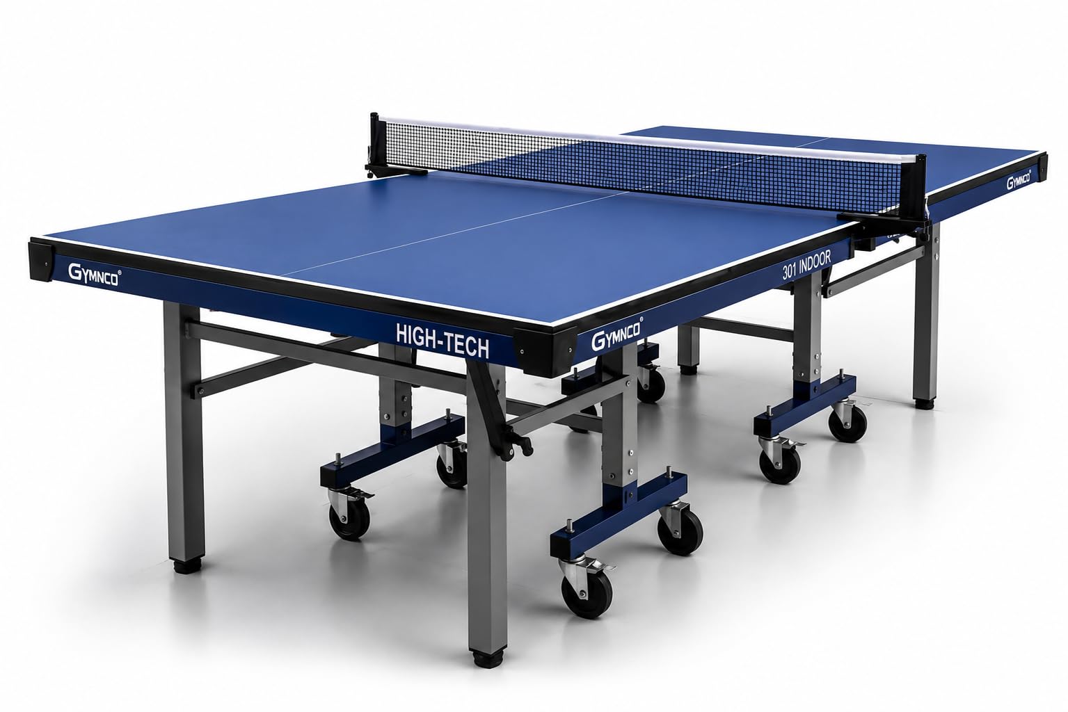 GYMNCO 25MM Robust HIGH TECH Table Tennis Table with 100 MM Wheel (Top 25 mm Laminated Compressed & Free TT Table Cover + 2 TT Racket & Balls), Blue Top-image-41