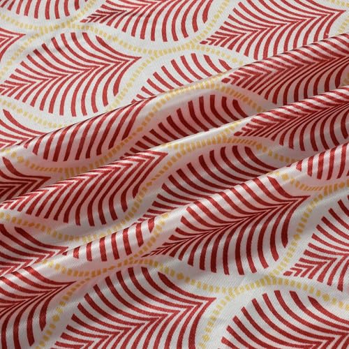 Image of Yarnis Floral Printed Light-Filtering Curtains 5 Feet Long Set of 2 for Window Living Room, Maroon Red, Parda