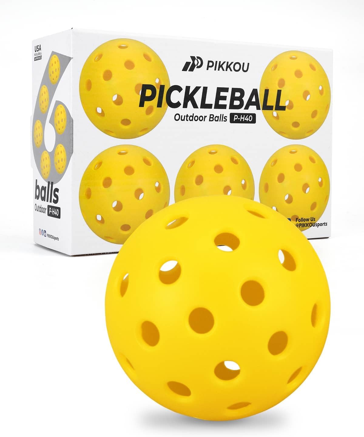 Pickleball Balls, 4/6 Pack 40 Holes Outdoor Pickleball Balls, High Visibility and Bounce, Durable Pickleball Balls for All Skill Levels Player, Bright Yellow