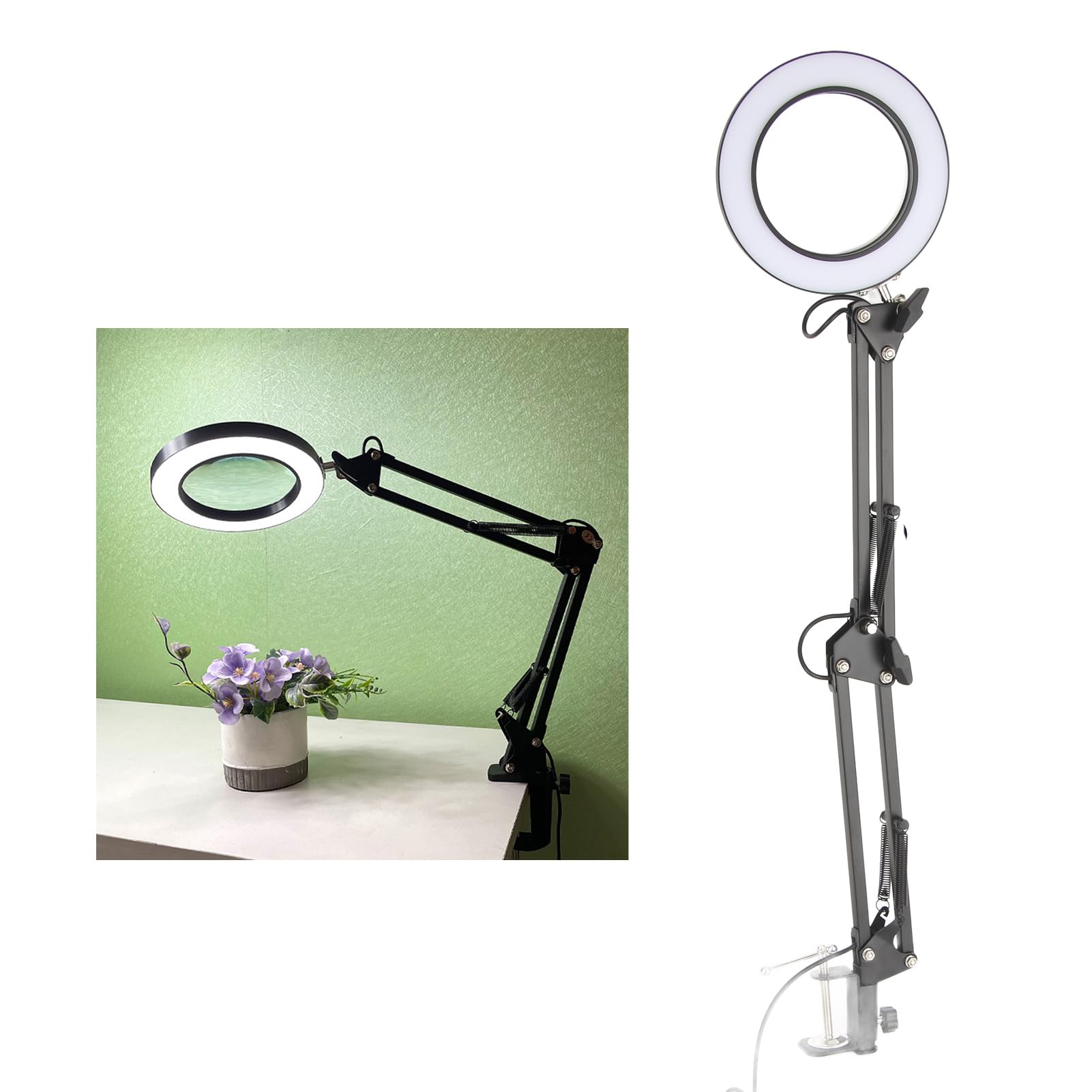 Magnifying Lamp 10X, with Clamp for Maintenance Lamps & Shades Magnifier Desk LED Light Adjustable