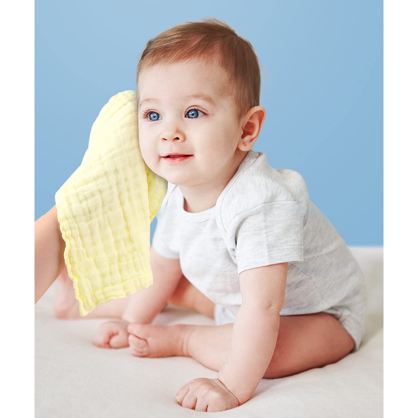 Set 5 Asciugamani Mussola Bambino - Salviette Ipoallergeniche Per Bagno E Pappa - Foto 9