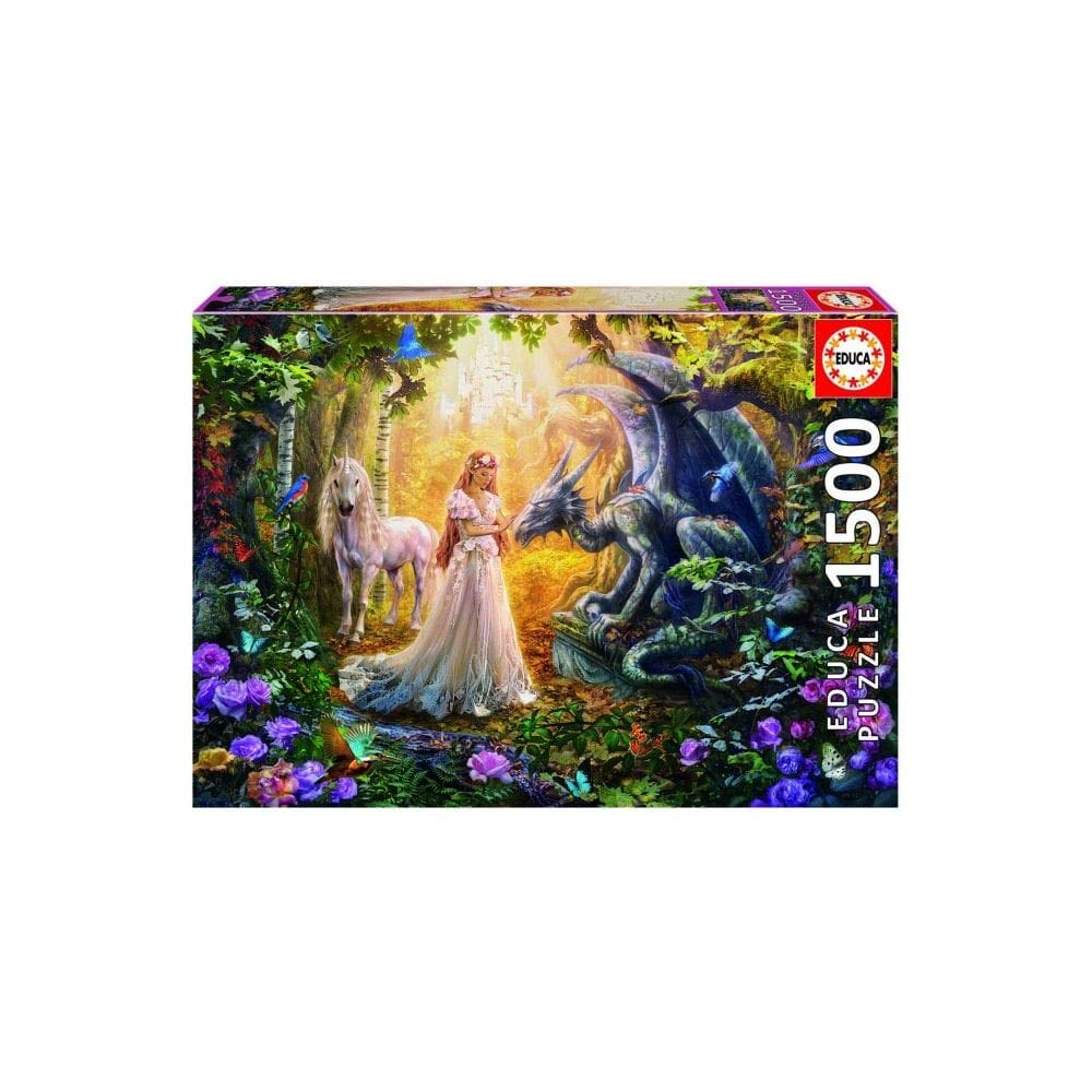 EducaDragon, Princess and Unicorn - 1500 Piece Jigsaw Puzzle - Puzzle Glue Included - Completed Image Measures 33.5" x 23.5" - Ages 14+ (17696)