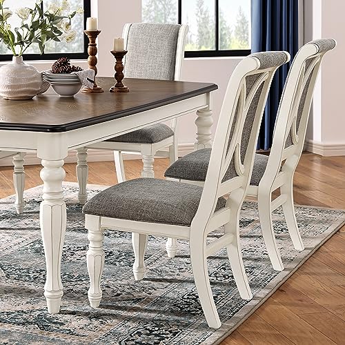 Roundhill-Furniture-Belleza-French-Country-7-Piece-Dining-Set-Antique-White-and-Weathered-Oak Roundhill Furniture Belleza French Country 7 Piece Dining Set Antique White and Weathered Oak