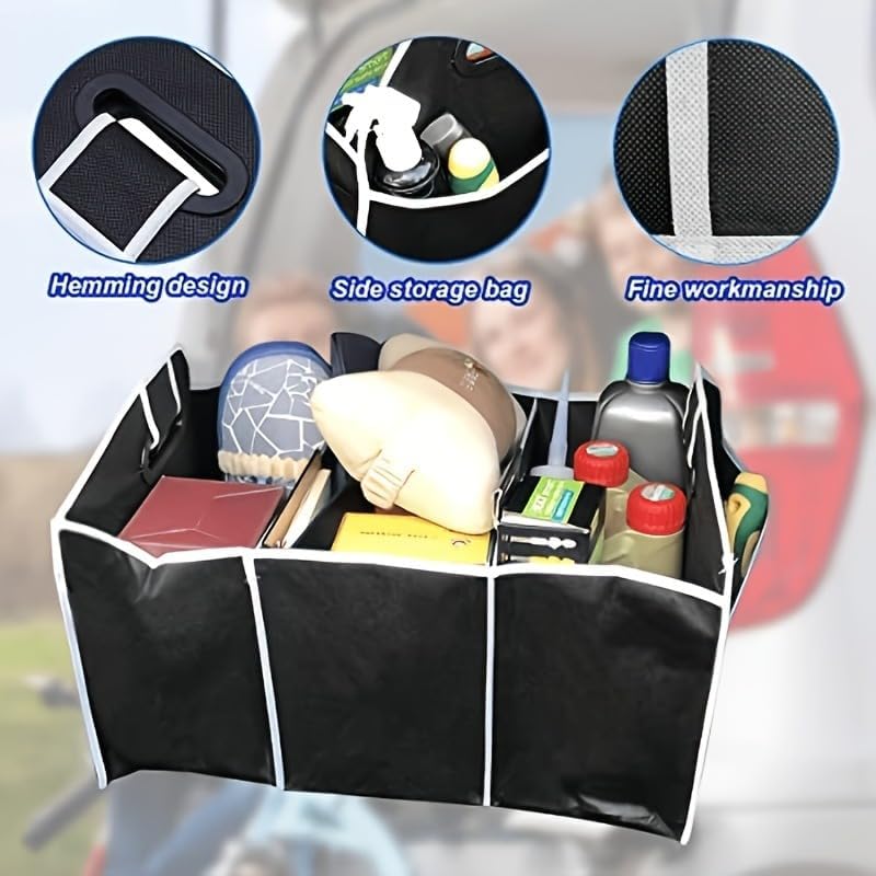 Miniatura 3 de Organizador de maletero de automóvil, bolsa de almacenamiento plegable portátil con 3 compartimentos, almacenamiento de carga impermeable para SUV,