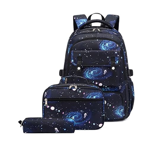 kit de mochila escolar infantil menino, mochila masculina grande impermeável lancheira termica masculina estojo pequeno conjunto de três peças