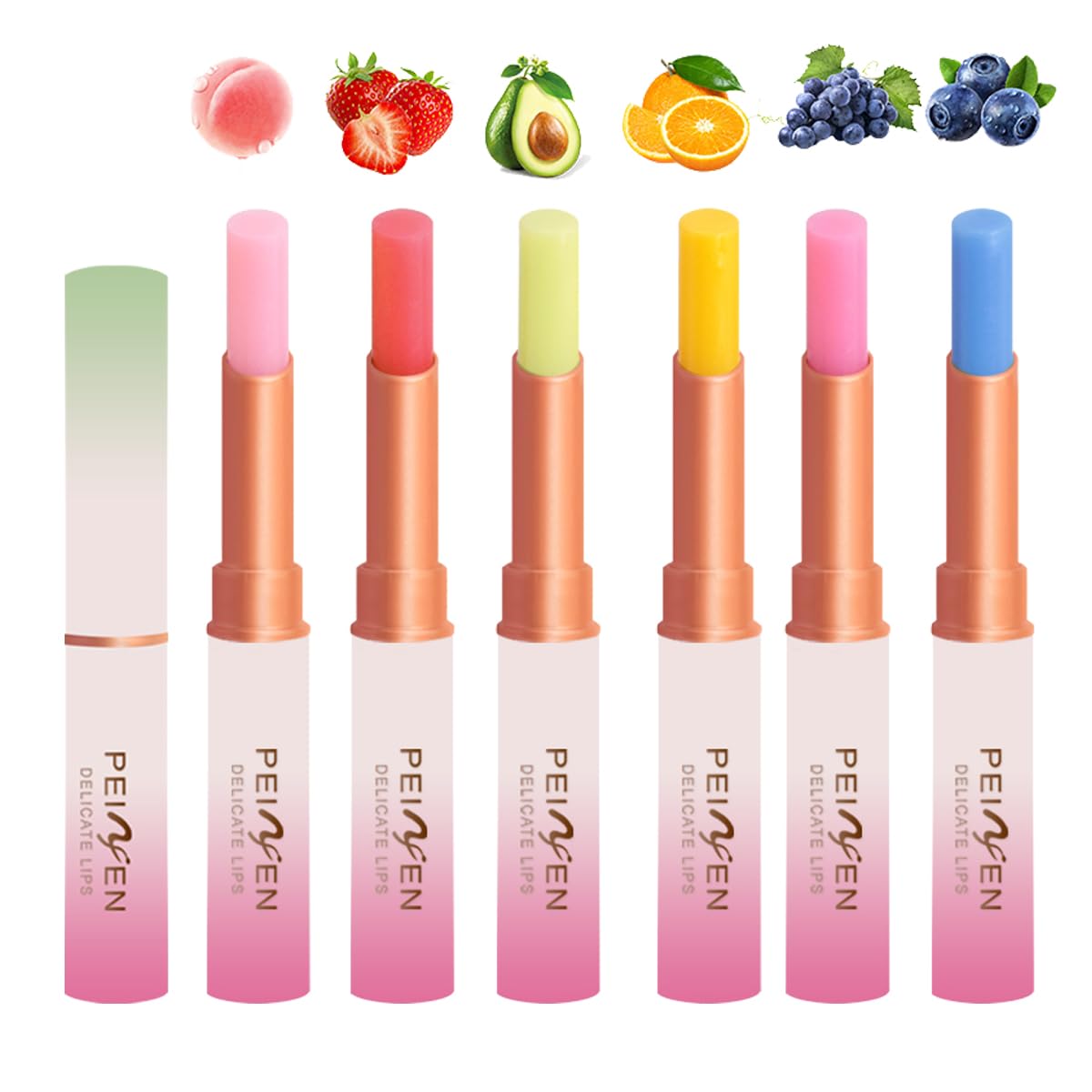 TEEROVA 6 Pcs Color Changing Lipstick Lip Balm, Magic Temperature PH Color change Lipstick, Moisturizing No-Sticky Long Lasting Lip Gloss