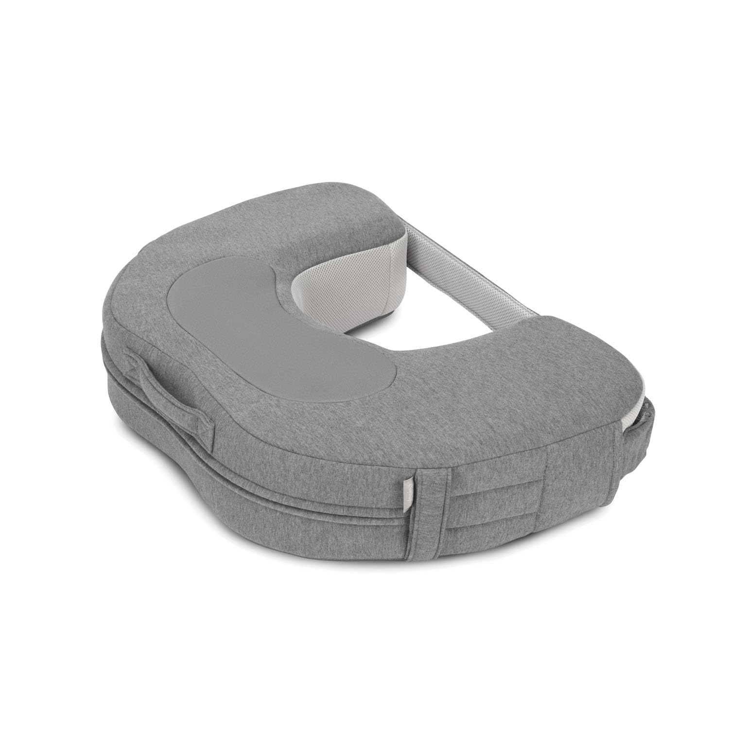 Inglesina Elysia Nursing Pillow with Removable Cover, Organic Materials, Water-Repellent Inner Fabric, Ergonomic Handles, Adjustable Elastic Strap for Breastfeeding (Harmony Grey)