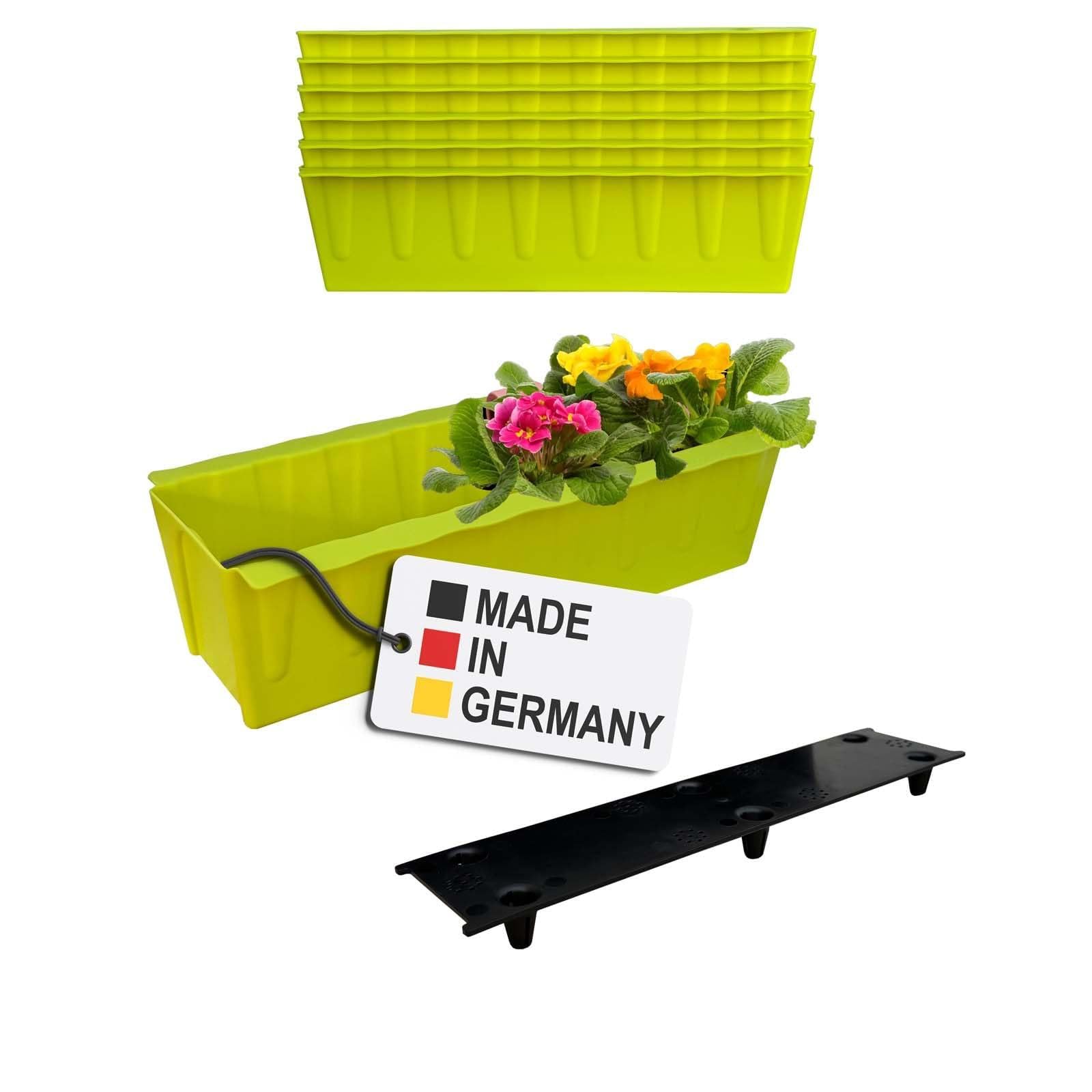 BURI Blumenkästen-Einsätze | 6er-Set mit Bewässerungsmatte, 37,3 cm, Hellgrün