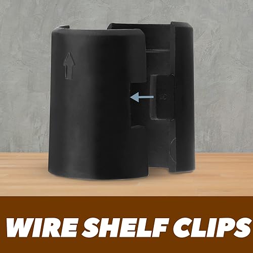 Miniatura 5 de Paquete de 50 clips de bloqueo de estante de alambre de 78 pulgadas, clips de plástico de repuesto, clips de estante de manga negra para postes de
