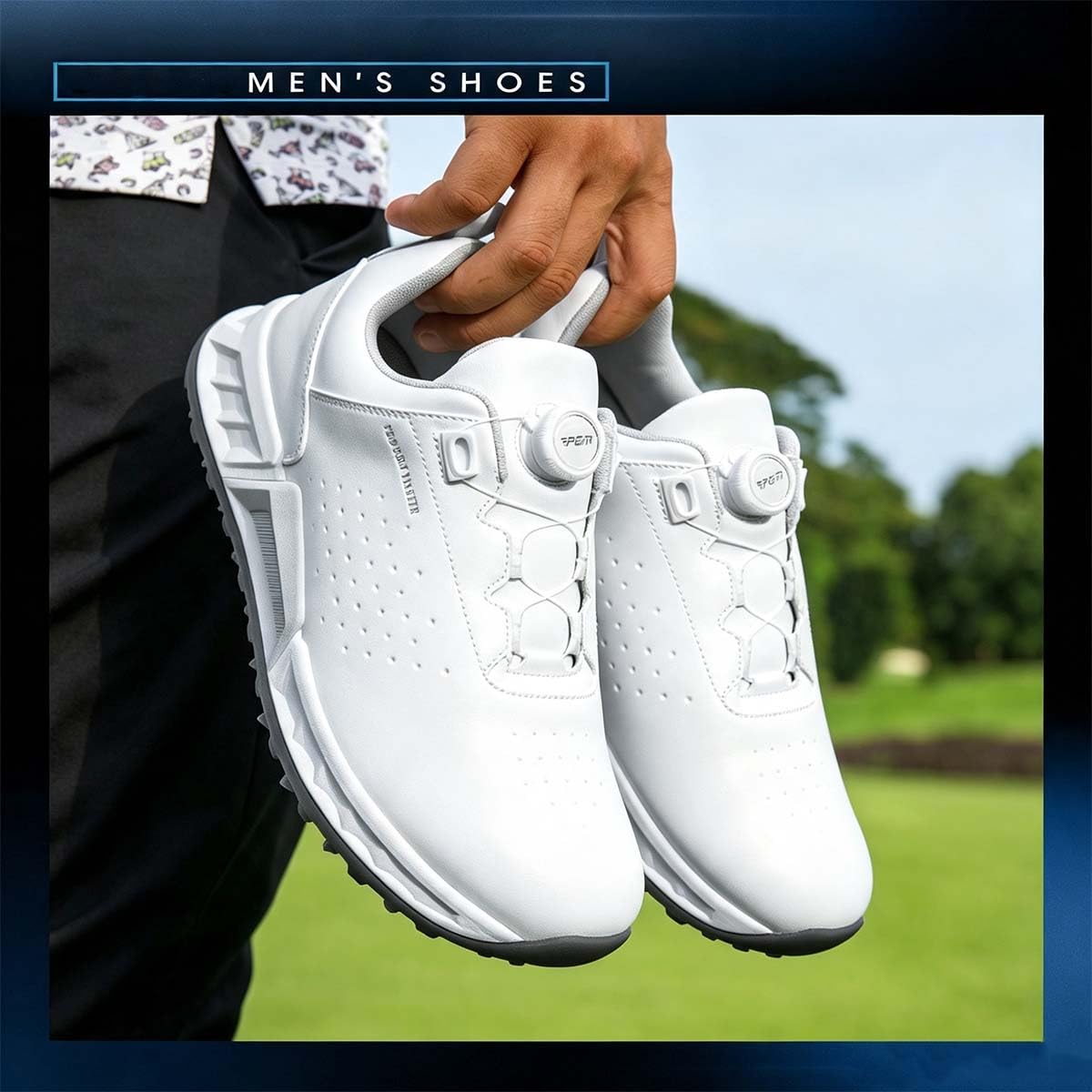 Zapatillas de Golf de Cuero Profesionales para Hombre sin Tacos