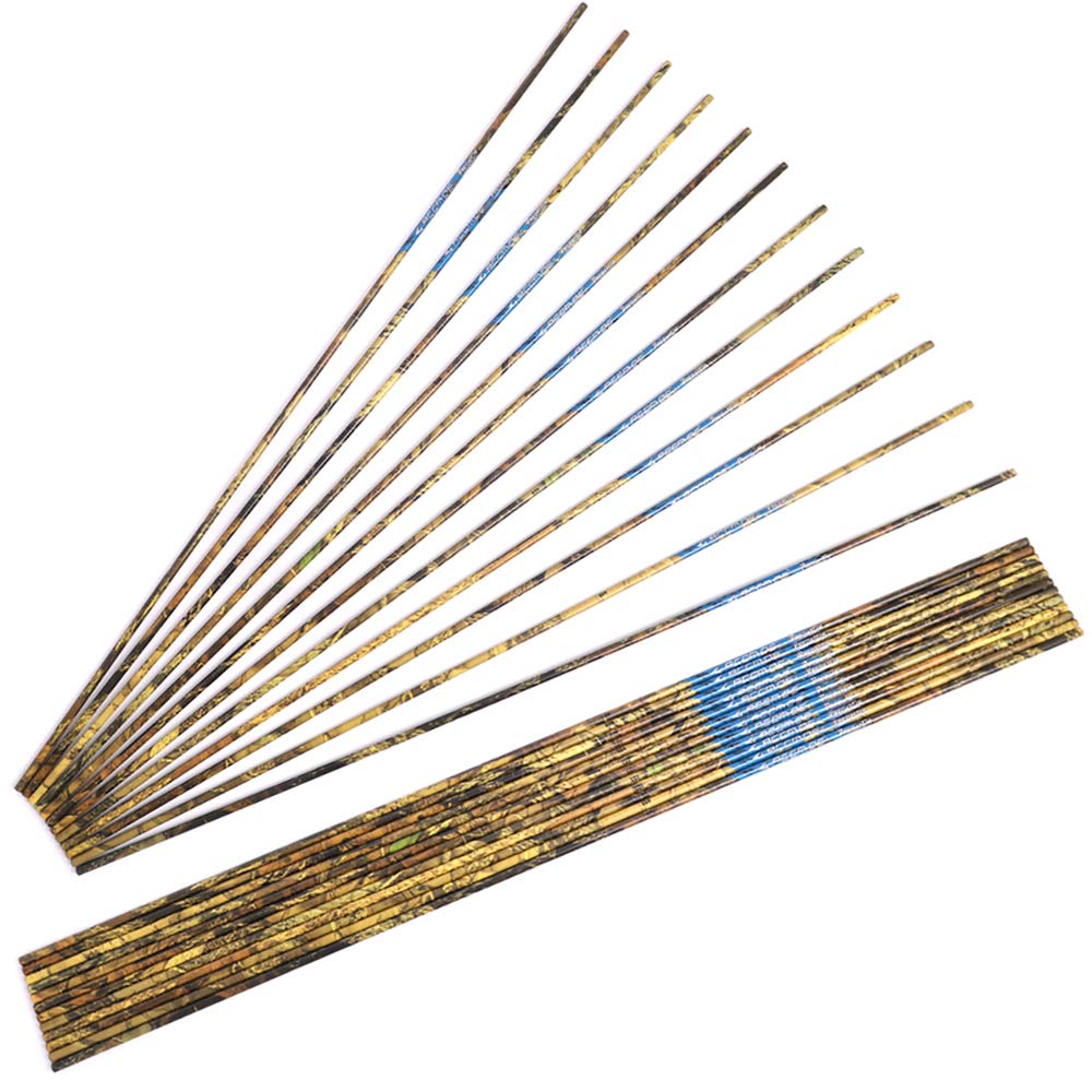 ACCMOS Carbon Pfeilschaft Spine 300 350 400 500 ID 6,2 mm Tarnung Jagd Pfeilschaft, für Pfeil und Bogen Schießen DIY Pfeilzubehör 12 Stück